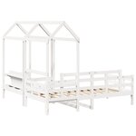 vidaXL Ensemble de lit de jour et de banc avec toit sans matelas blanc