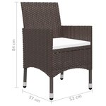 vidaXL Ensemble de salle à manger de jardin 3 Pièces Marron