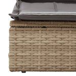 vidaXL Chaise longue double avec auvent et coussins beige poly rotin