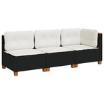 vidaXL Canapé de jardin avec coussins 3 places noir résine tressée
