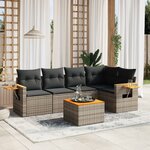 vidaXL Salon de jardin 6 Pièces avec coussins gris résine tressée