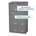Bloc collectif Leabox  2x4  grade 3  simple face  Extérieur  fixation murale  Gris poussière RAL 7037 finition brillante