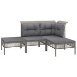 vidaXL Salon de jardin 11 Pièces avec coussins Gris Résine tressée