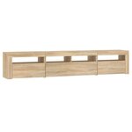 vidaXL Meuble TV avec lumières LED Chêne sonoma 210x35x40 cm