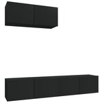 vidaXL Ensemble de meubles TV 3 Pièces Noir Bois d'ingénierie
