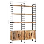 vidaXL Bibliothèque à 4 niveaux 124x30x180 cm Bois de manguier brut