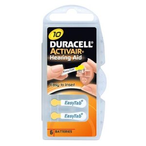 Blister de 6 Piles auditives ACTIVAIR Easytab DA 10 DURACELL