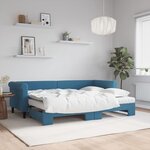 vidaXL Lit de jour avec lit gigogne et matelas bleu 80x200 cm velours