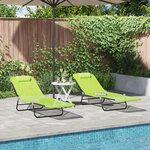 vidaXL Chaises longues pliantes 2 Pièces avec appui-tête en Textilène verte