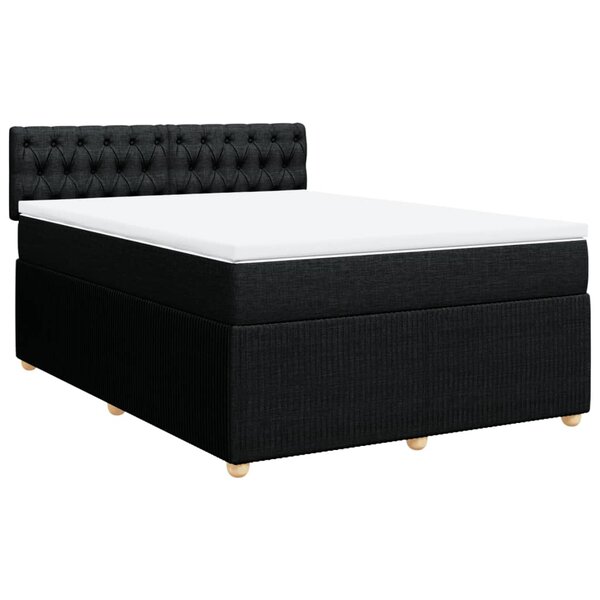 vidaXL Sommier à lattes de lit avec matelas Noir 160x200 cm Tissu