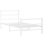 vidaXL Cadre de lit métal avec tête de lit/pied de lit blanc 100x190cm