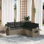 vidaXL Salon de jardin 5 Pièces avec coussins gris résine tressée