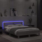 vidaXL Cadre de lit avec LED sans matelas sonoma gris 140x200 cm