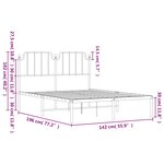 vidaXL Cadre de lit métal sans matelas et tête de lit blanc 135x190 cm