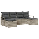Ensemble de 6 pièces de Canapés de Jardin avec Coussins Gris Clair Rotin Synthétique