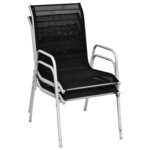 vidaXL Chaises empilables de jardin lot de 2 Acier et textilène Noir