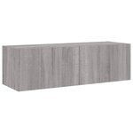 vidaXL Meuble TV muraux 4 Pièces avec lumières LED sonoma gris
