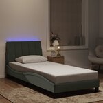 vidaXL Cadre de lit avec LED sans matelas gris clair 90x200 cm velours