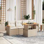 vidaXL Salon de jardin avec coussins 5 Pièces beige résine tressée