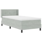 Lit à ressort avec matelas vidaXL Gris clair 90x200 cm Velours