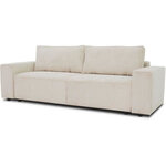 Canapé convertible 3 places tissu velours côtelé beige à coffre de rangement - 239 x 86 x Hauteur 85 cm