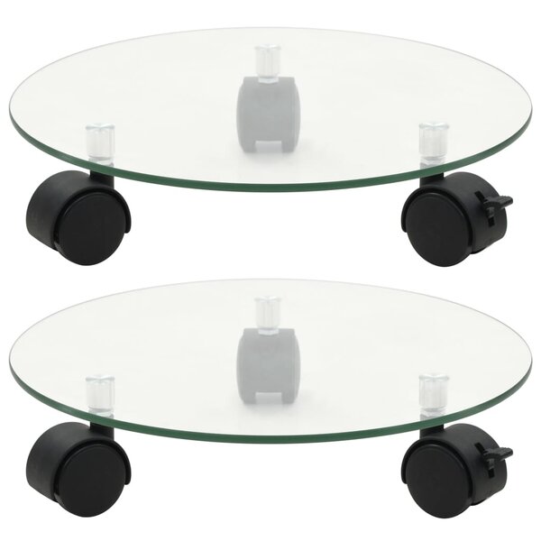 vidaXL Porte-plantes roulant 2 Pièces Verre trempé 28 cm Rond