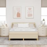 Lit Box Spring avec Matelas - Crème  140x190 cm  Tissu