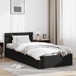 vidaXL Cadre de lit à rangement hydraulique sans matelas avec LED noir
