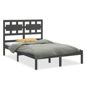 vidaXL Cadre de lit sans matelas gris 150x200 cm bois massif