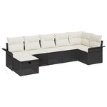 vidaXL Ensemble de canapés de jardin 7 pièces avec coussins noirs en rotin synthétique
