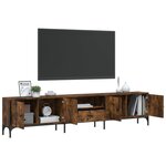 vidaXL Meuble TV à tiroir chêne fumé 200x25x44 cm bois d'ingénierie