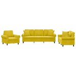 vidaXL Ensemble de canapés 3 Pièces avec coussins jaune velours