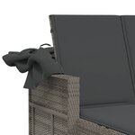 vidaXL Chaise longue double et auvent et coussins gris résine tressée