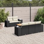 vidaXL Salon de jardin 6 Pièces avec coussins noir résine tressée