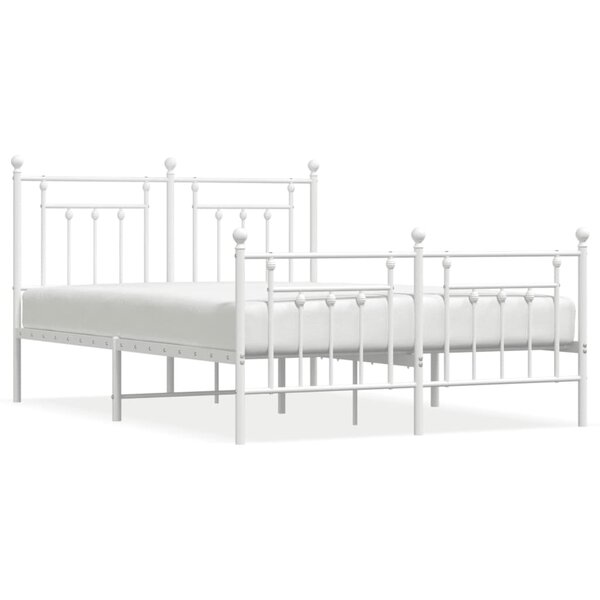 vidaXL Cadre de lit métal avec tête de lit/pied de lit blanc 140x200cm