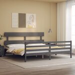 vidaXL Cadre de lit sans matelas gris 200x200 cm bois massif