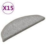vidaXL Tapis de marches d'escalier 15 Pièces Gris clair 56x17x3 cm