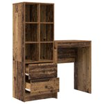 vidaXL Bureau avec rangement vieux bois en bois d'ingénierie