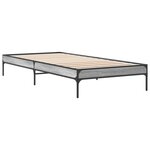 vidaXL Cadre de lit sonoma gris 90x200 cm bois d'ingénierie et métal