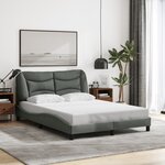 vidaXL Cadre de lit avec LED sans matelas gris foncé 140x190 cm tissu