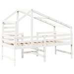 vidaXL Lit superposé et échelle et toit blanc 90x200cm bois pin massif