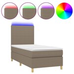 vidaXL Sommier à lattes de lit et matelas et LED Taupe 90x200 cm Tissu