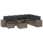 vidaXL Salon de jardin 9 Pièces avec coussins gris résine tressée