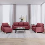 vidaXL Ensemble de canapés 4 Pièces avec coussins rouge bordeaux tissu