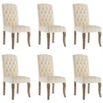vidaXL Chaises à manger lot de 6 beige tissu à l'aspect de lin
