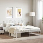 vidaXL Cadre de lit métal avec tête de lit blanc 160x200 cm