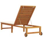vidaXL Chaise longue avec coussins crème en bois massif d'acacia