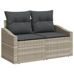 vidaXL Ensemble de Canapé de Jardin 7 Pièces avec Coussins Gris Clair Rattan Poly