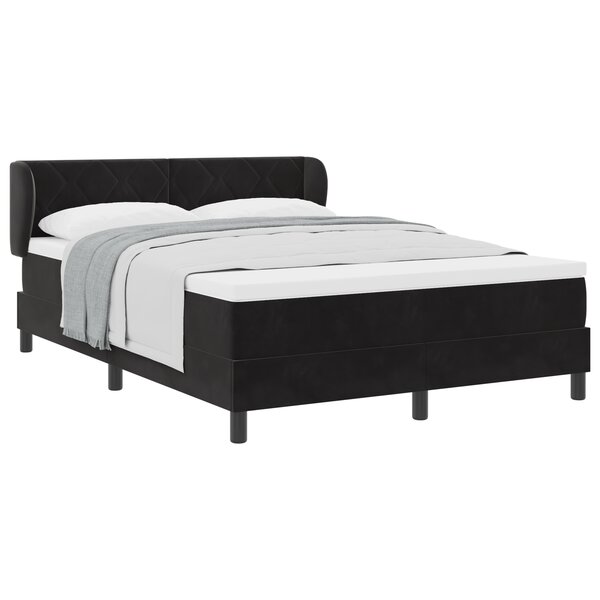 Lit Box Spring vidaXL avec Matelas Noir 160x200 cm en Velours