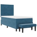 vidaXL Lit Box Spring avec Matelas & Banc Bleu foncé 90x200 cm Velours